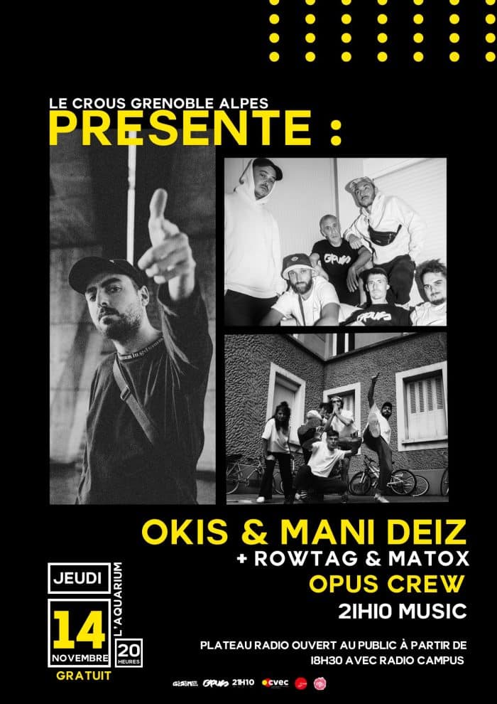 Concert RAP // Lamiseul - Yoh TNT - Opus Crew - Matoox - Rowtag - Okis - Mani Deiz 1 Black and White Bold Live Music Concert Document A4 1