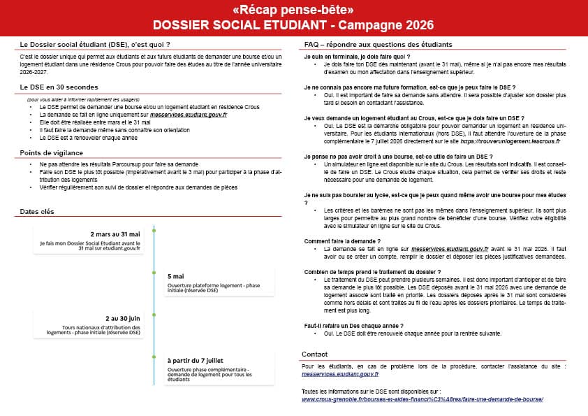 Informations Dossier social étudiant 2026 2 RECAP PenseBete DSE 2026 v2