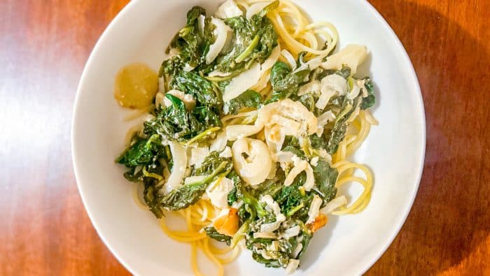 photo d'une recette de la diététicienne du Crous. Spaghetti citron épinards