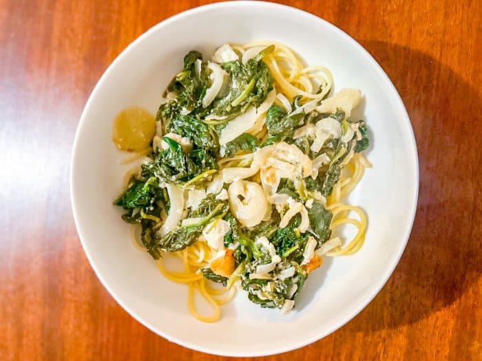 photo d'une recette de la diététicienne du Crous. Spaghetti citron épinards