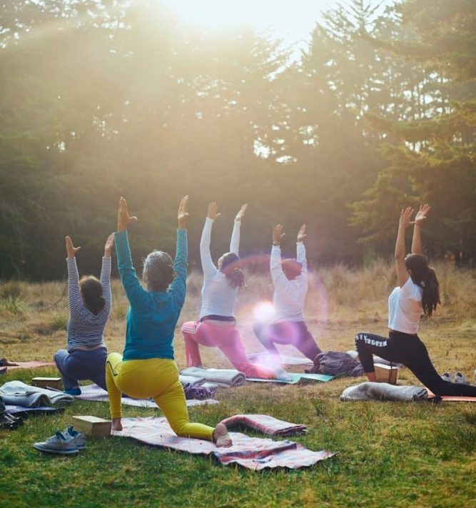 group of people raising their hands